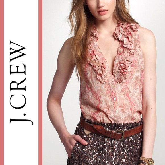 J. Crew | 'Pilar' Ruffle Collar Paisley Printed Cami Blouse Top - Picture 10 of 10